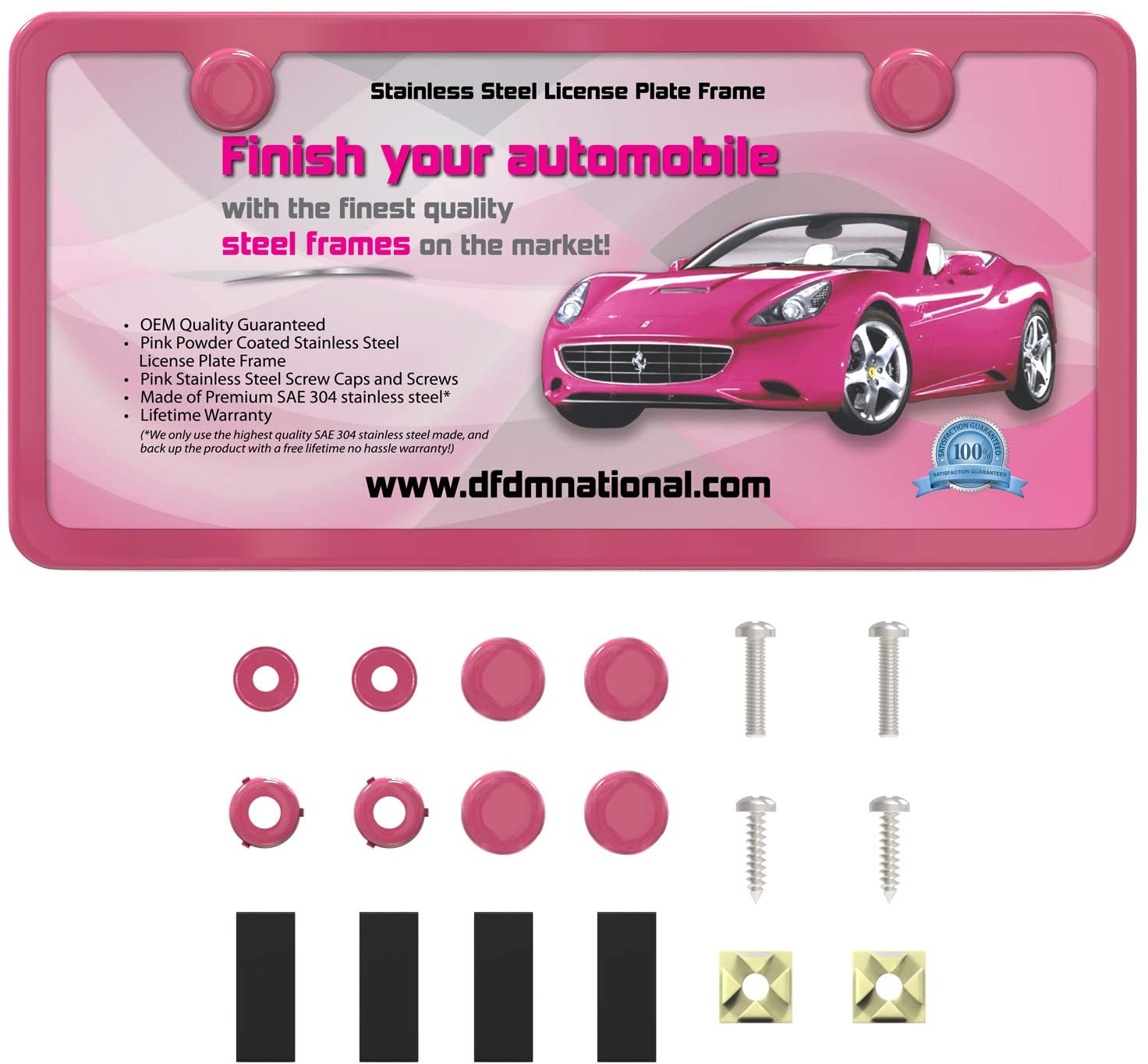 Autonation Plate Frame DFDM National License Plate Frame Kits (Pink) – DFDM National Inc